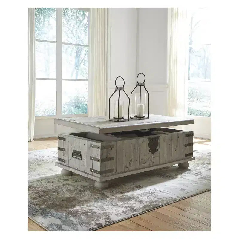 Table basse relevable blanche