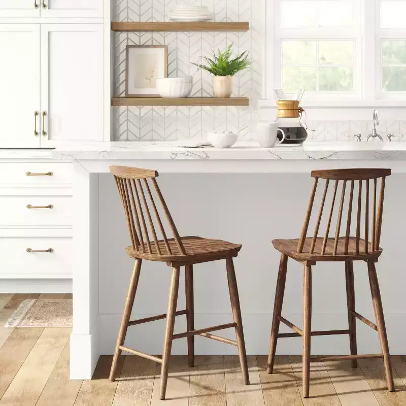 Tabouret de bar Windsor Harwich haut dossier avec repose-pieds, hauteur comptoir