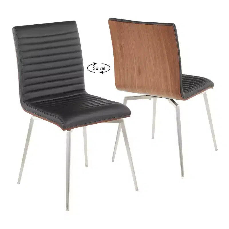Chaises de salle à manger pivotantes modernes à dossier en noyer