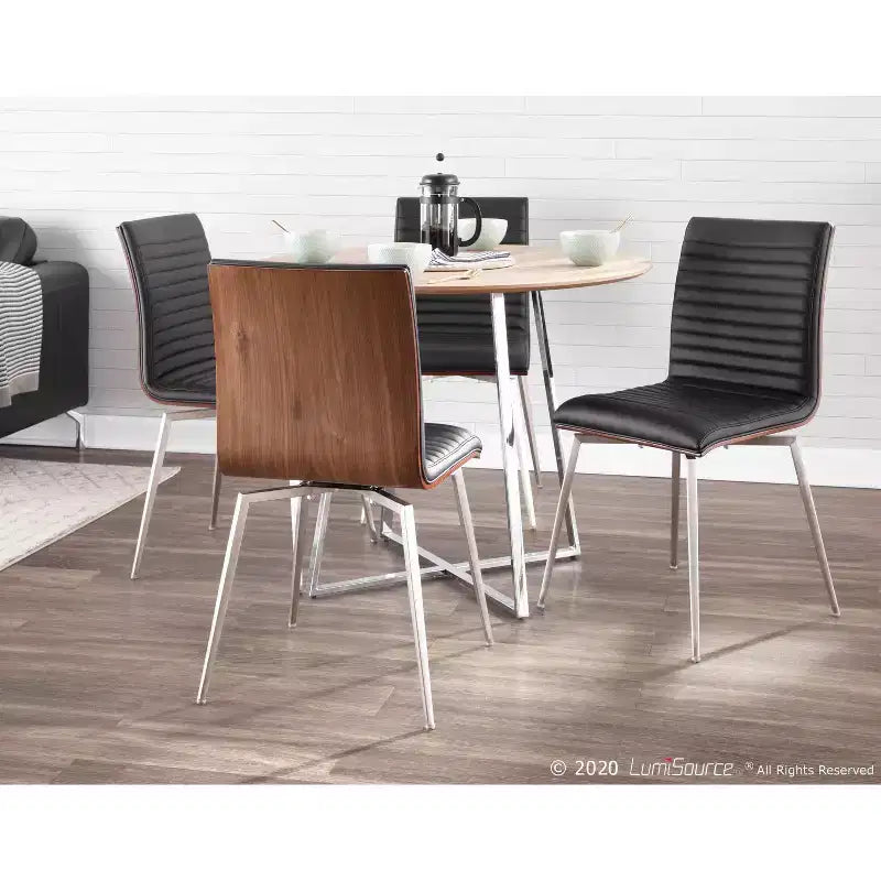 Chaises de salle à manger pivotantes modernes à dossier en noyer