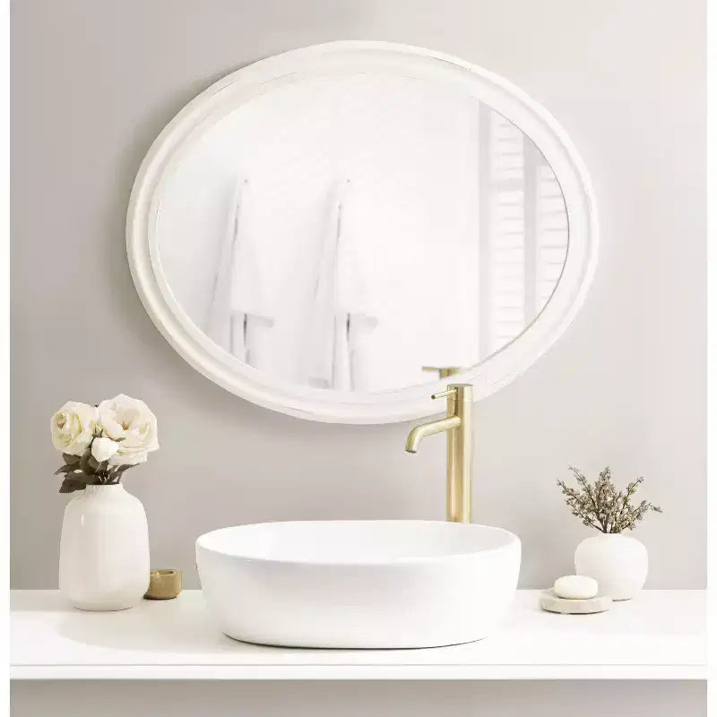 Miroir mural ovale encadré Mansell, 24x30, blanc