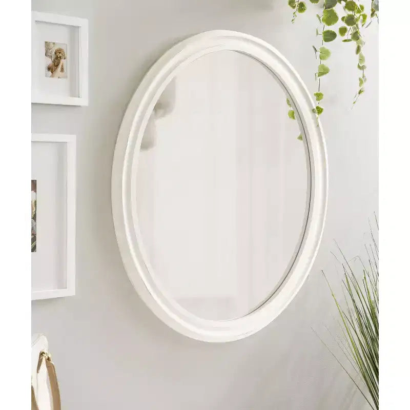 Miroir mural ovale encadré Mansell, 24x30, blanc