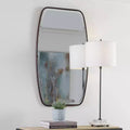Miroir mural rectangulaire moderne biseauté avec cadre bronze foncé 21 1/4" de large pour salle de bain, chambre, salon