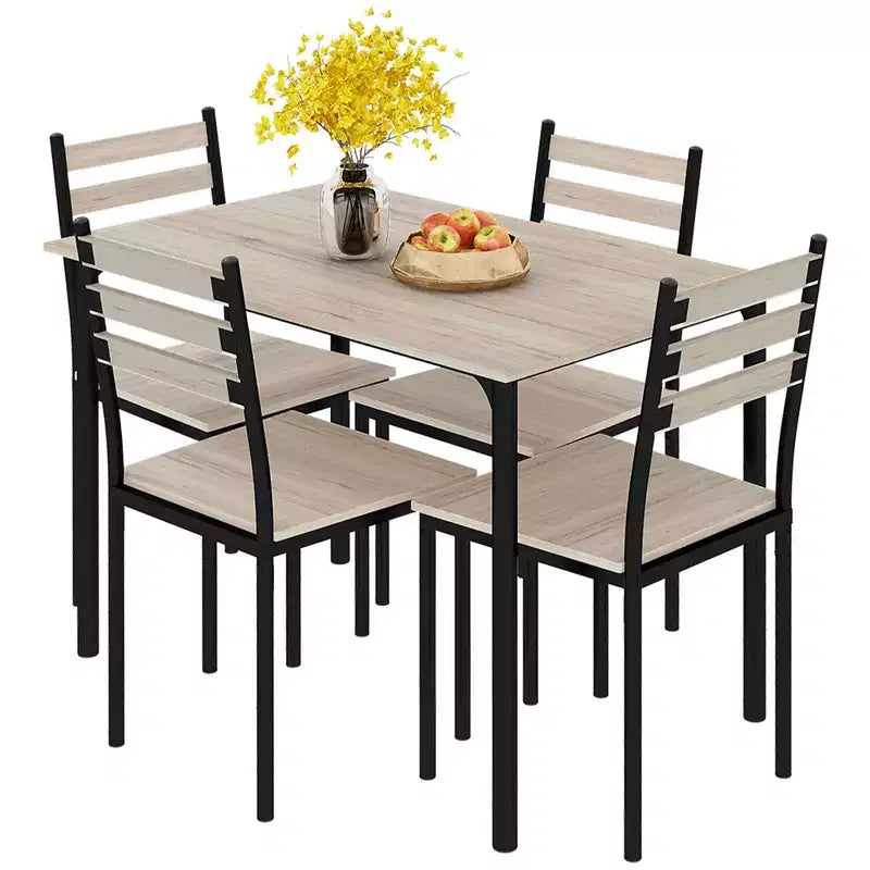 Ensemble table de cuisine/salle à manger moderne en bois avec pieds en métal, convient pour l'extérieur