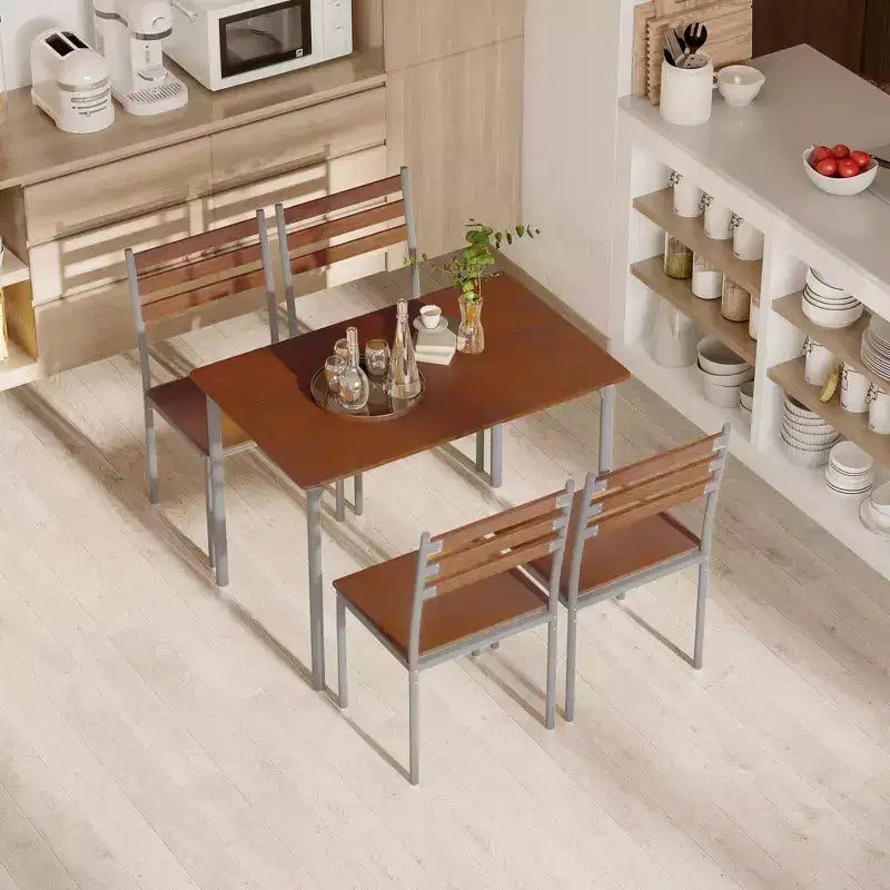 Ensemble table de cuisine/salle à manger moderne en bois avec pieds en métal, convient pour l'extérieur