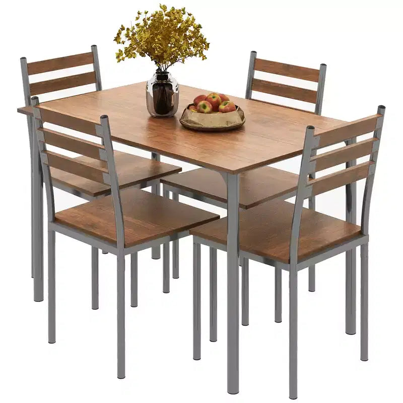 Ensemble table de cuisine/salle à manger moderne en bois avec pieds en métal, convient pour l'extérieur