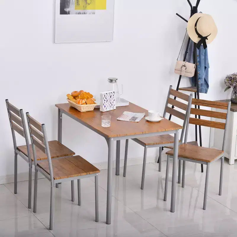 Ensemble table de cuisine/salle à manger moderne en bois avec pieds en métal, convient pour l'extérieur
