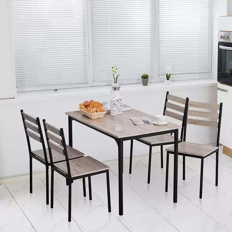 Ensemble table de cuisine/salle à manger moderne en bois avec pieds en métal, convient pour l'extérieur