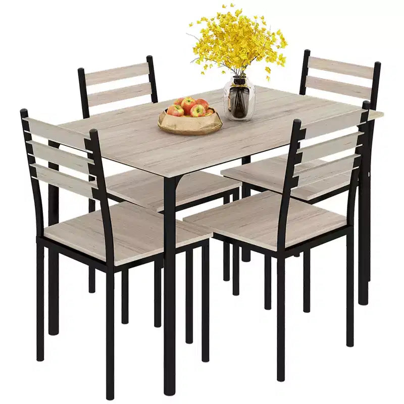 Ensemble table de cuisine/salle à manger moderne en bois avec pieds en métal, convient pour l'extérieur