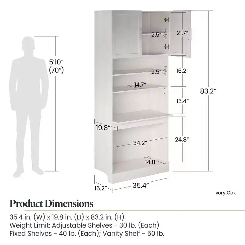 Module de placard Elba Vanity, chêne ivoire